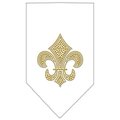 Unconditional Love Fleur De Lis Gold Rhinestone Bandana White Large UN788149